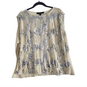 Sequin Embellished Cream Top